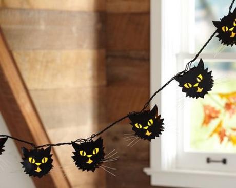 Black Cat Halloween String Lights