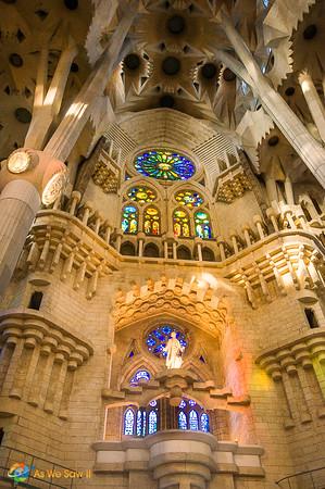 The stunning interior of Sagrada Familia, Barcelona, Spain