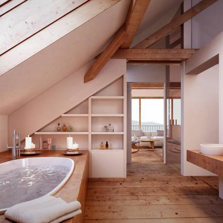Badezimmer im Dachgeschoss : Rustic style bathroom by von Mann Architektur GmbH