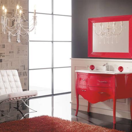 Mueble de baño modelo París rojo brillo : Decoration by Baños Online