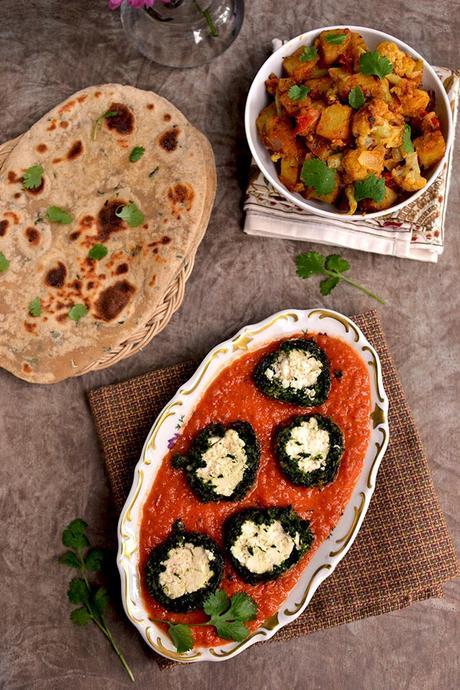 Spinach-Paneer balls in Tomato sauce