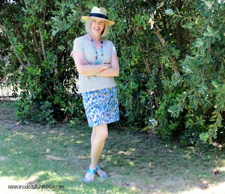 how to wear stripes with an abstract print