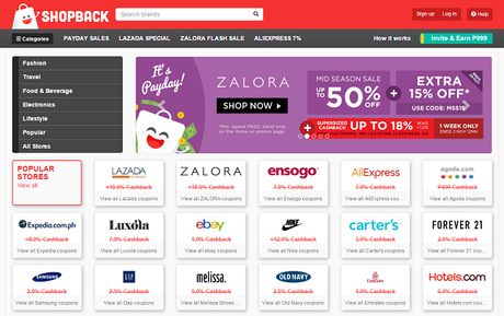 Shopback.ph Homepage