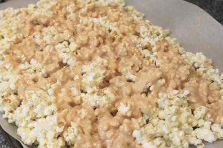 White Chocolate Caramel and Marshmallow Popcorn Balls