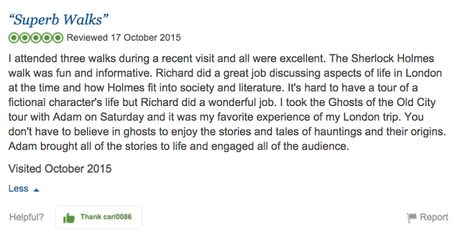 #Halloween A Couple of Recent Tripadvisor Reviews For London Walks Ghost Tours