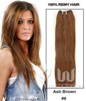22 inch Ash Brown(#8) Straight Indian Remy Hair Weave