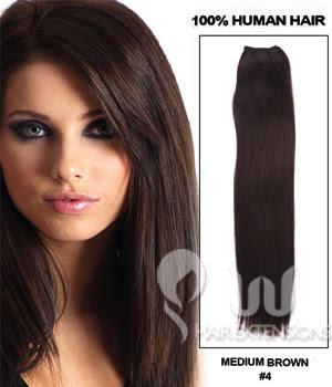 24 inch Medium Brown(#4) Straight Indian Remy Hair Weave