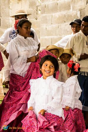 Dressed in Panamanian cultural costumes these young girls put their hearts into dancing