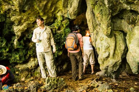 exploring a rainforest cave