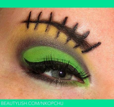 Frankenstein Halloween eye makeup