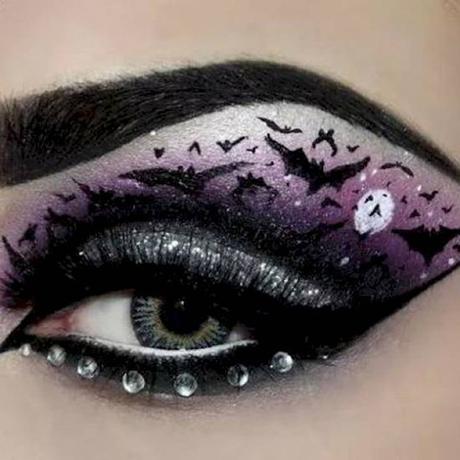 Bat at midnight Halloween eye makeup
