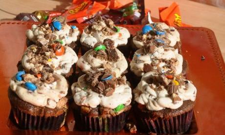 Leftover Halloween Candy Cupcakes