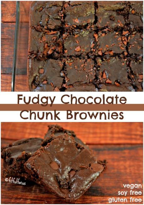 Fudgy Chocolate Chunk Brownies | Vegan | Gluten Free | Soy Free | Flourless Brownies | Healthy Dessert