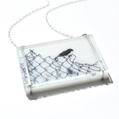 Handmade glass bird necklace