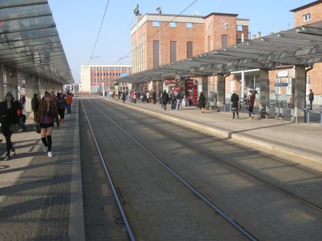 Olomouc Train Station Transport Hub, Czech Republic - Tram Platform and Rail Tracks