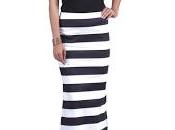 Black White Striped Maxi Skirt