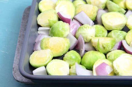 Brussels Sprouts and red onions