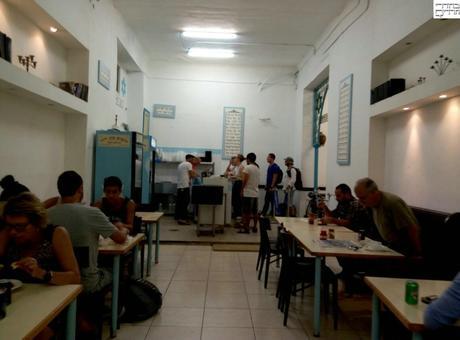 the restaurant with the Torah decor