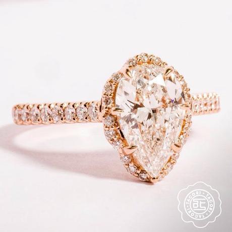Tacori rose gold pear shaped engagement ring