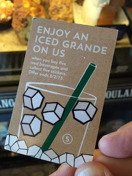 Neat! See, those “ice cubes” are attractively illustrated stickers the barista at the cash register would stick on your card last summer, if you remembered to bring it.  I only got four out of five. You may cry for me.