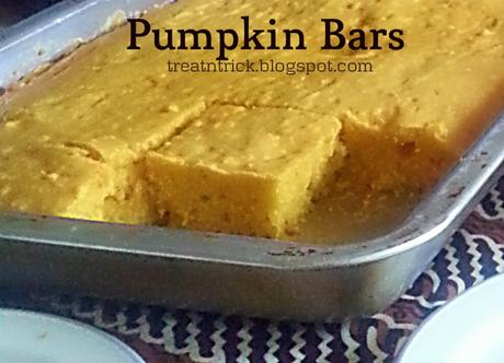 Pumpkin Bars Recipe @ http://treatntrick.blogspot.com