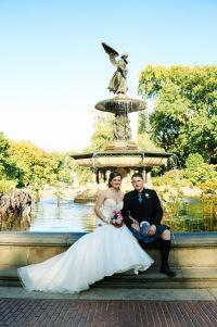 Jennifer&Steven (92) Central Park Wedding couple Bethesda Fountain