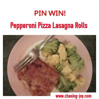 Oh Joy A Pin Win!!!  Pepperoni Pizza Lasagna Rolls