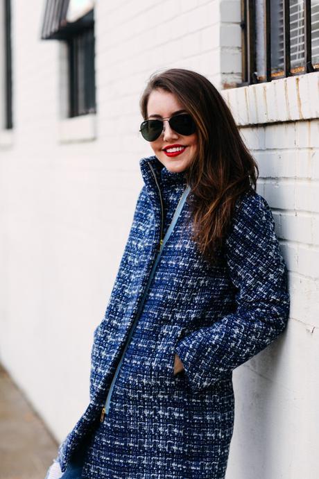 blue tweed coat