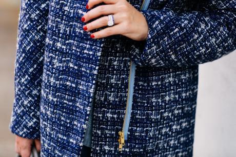 blue tweed coat