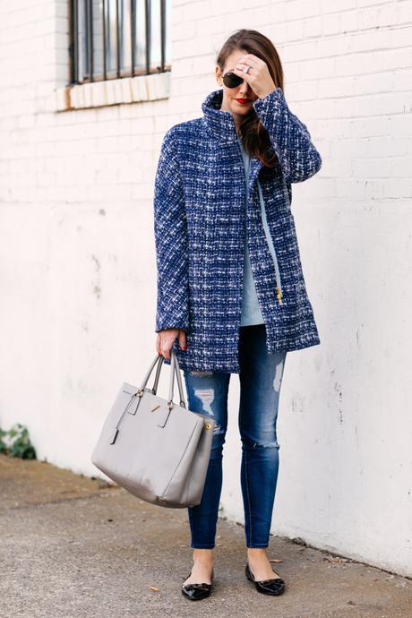 blue tweed coat