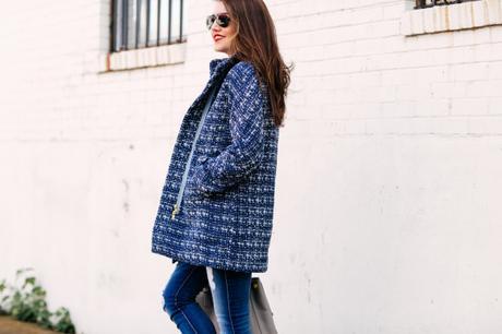 blue tweed coat