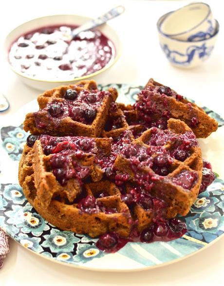 Plantain Waffles with Berry Compote (Paleo, AIP, Grain Free, Dairy Free)