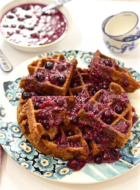 Plantain Waffles with Berry Compote (Paleo, AIP, Grain Free, Dairy Free)