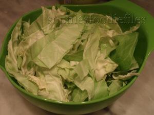 shredded white cabbage leaves