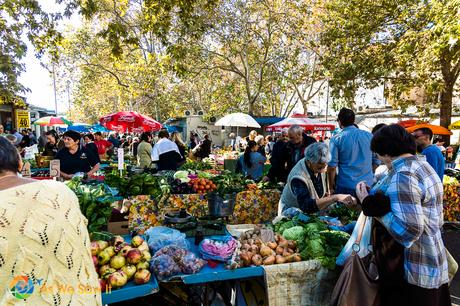 The locals shop at this green market in Split, Croatia