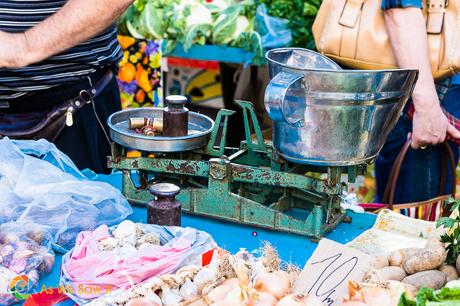 Traditional scales are still used in Split's local market