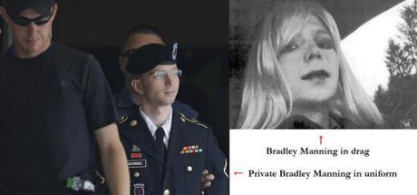 Army Pfc. Bradley Manning is escorted out of a courthouse in Fort Meade, Md., Tuesday, July 30, 2013, after receiving a verdict in his court martial. Manning was acquitted of aiding the enemy â€” the most serious charge he faced â€” but was convicted of espionage, theft and other charges, more than three years after he revealed secrets to WikiLeaks. (AP Photo/Patrick Semansky)