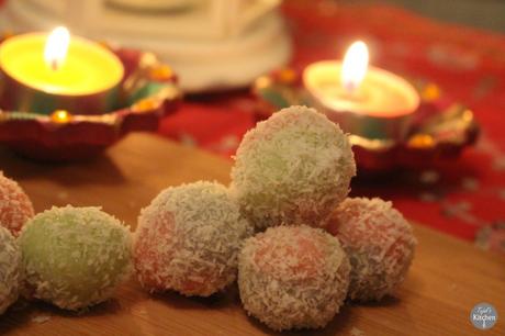 Coloured Coconut SnowBalls – Diwali Recipe