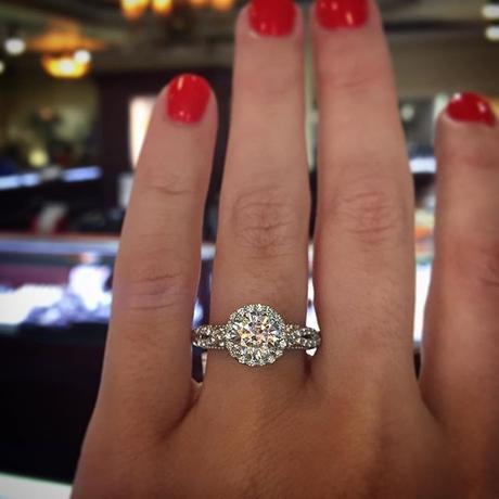 Verragio halo engagement ring with lace shank