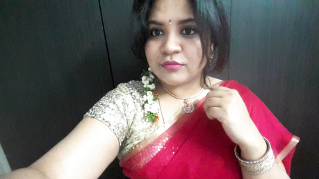 Diwali Outfit | Pink Saree and Sequins Blouse