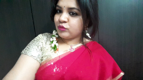 Diwali Outfit | Pink Saree and Sequins Blouse