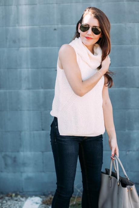 Skinny Jeans Amy Havins wears hudson skinny jeans with sleeveless sweater.