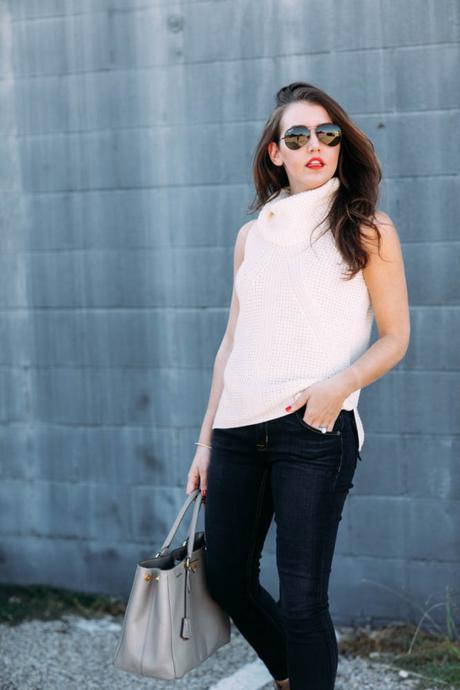 Skinny Jeans Amy Havins wears hudson skinny jeans with sleeveless sweater.