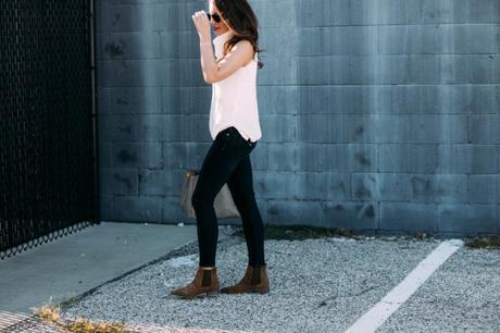 Skinny Jeans Amy Havins wears hudson skinny jeans with sleeveless sweater.