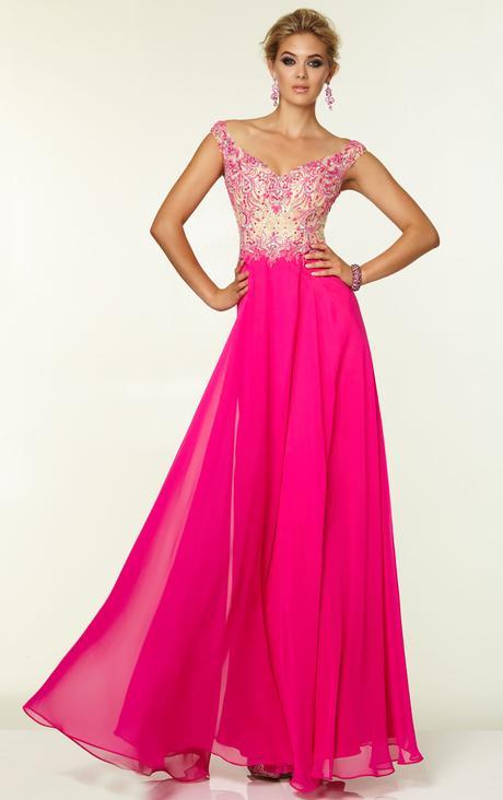  A-line Off The Shoulder Sleeveless Beading  Pearl Detailing Floor-length  Long Lace Chiffon  Prom Dresses_1