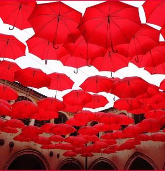 many red umbrellas