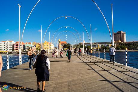 View on the Queen Emma Bridge looking down towards the city.