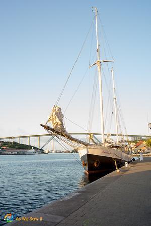 Tall mast reigns high over Willemstad, Curacao.