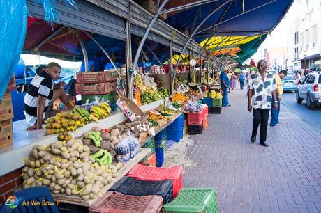 Open air produce market in Willemstad, Curacao.