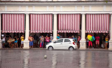 Abandoned soccer ball in the rain, Cienfuegos, Cuba